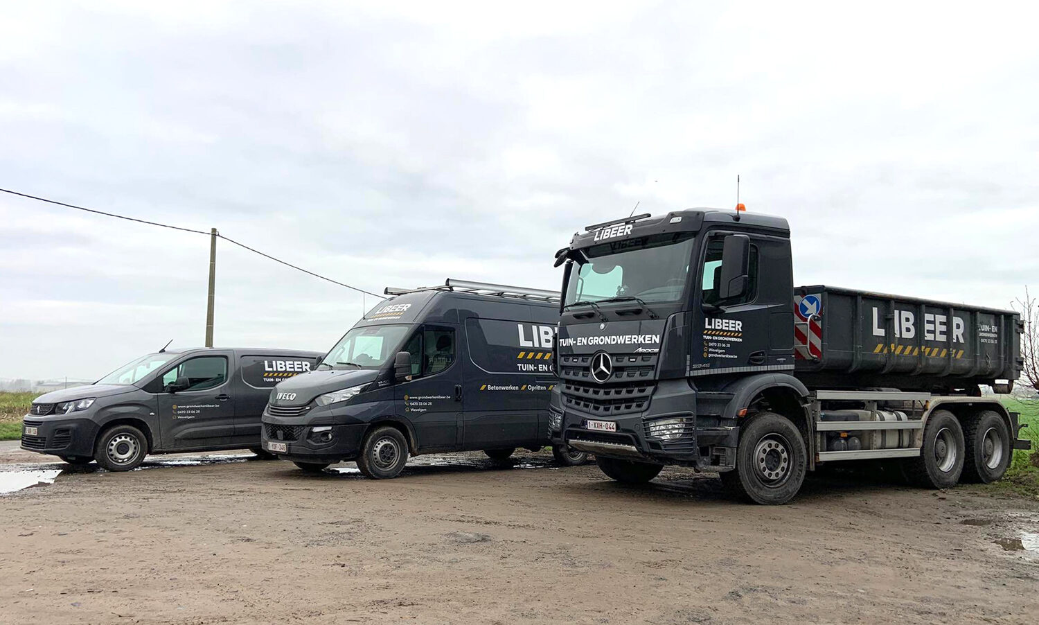 Libeer aan het werk op een werf in West-Vlaanderen